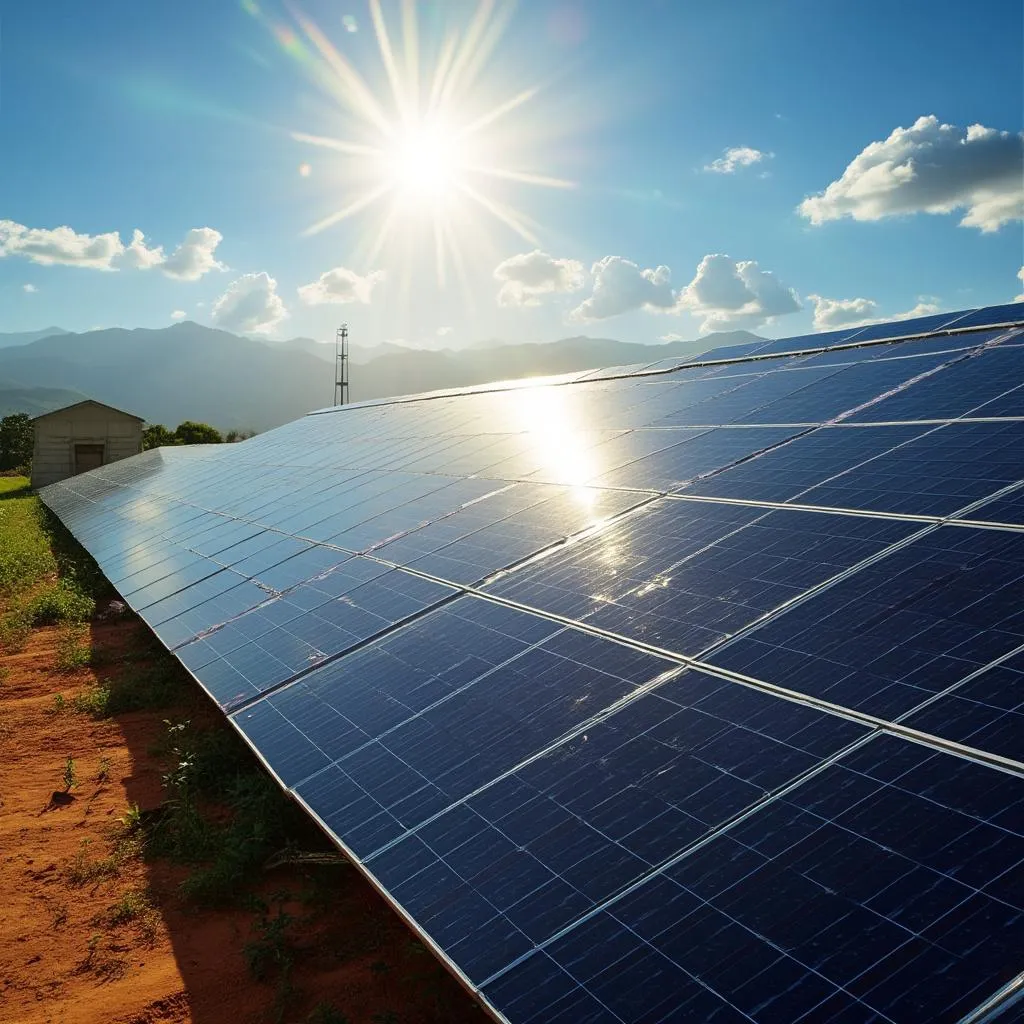Planta de energía solar en una región soleada de Colombia.